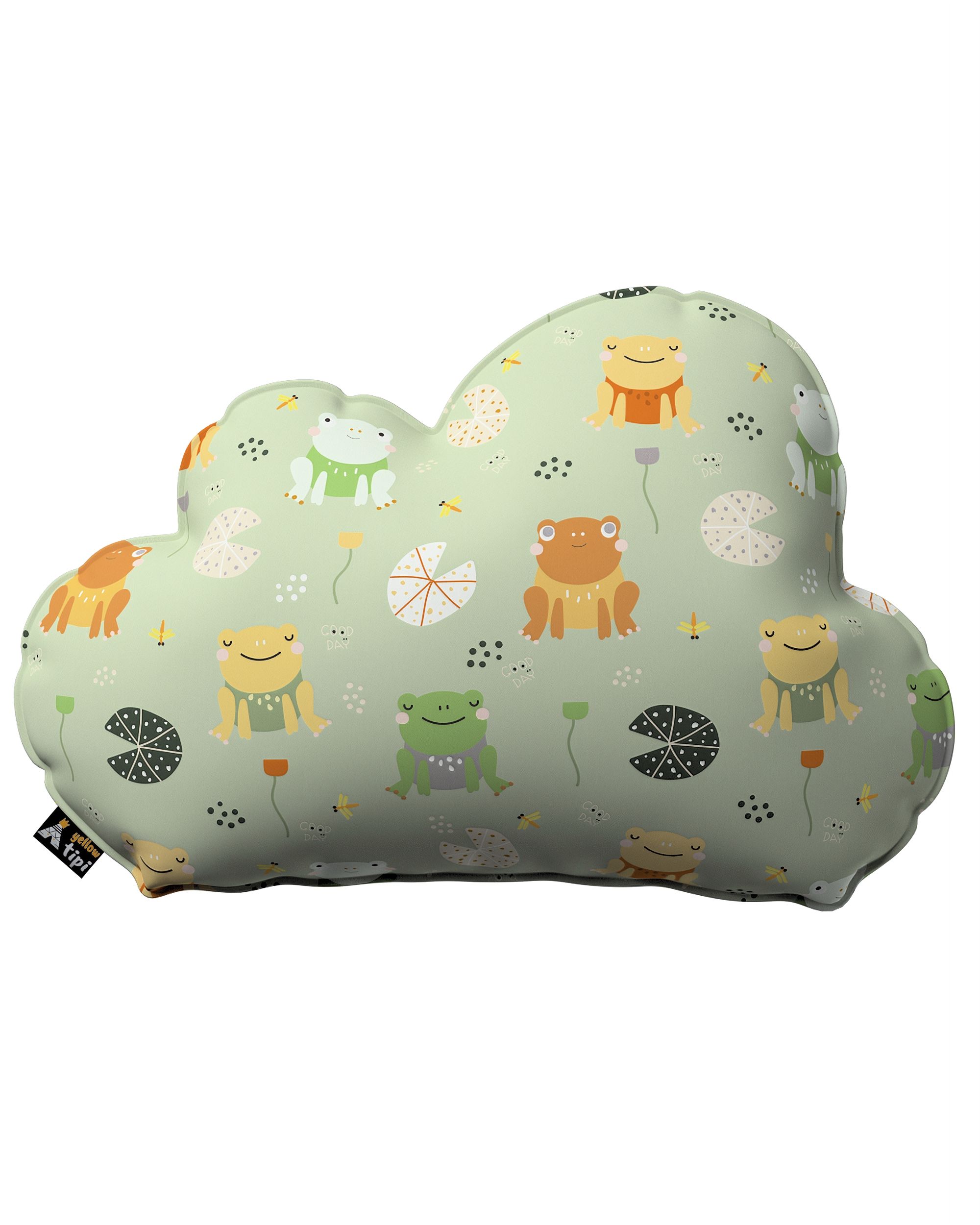 Poduszka Soft Cloud kolor zielony tkanina wzorzysta