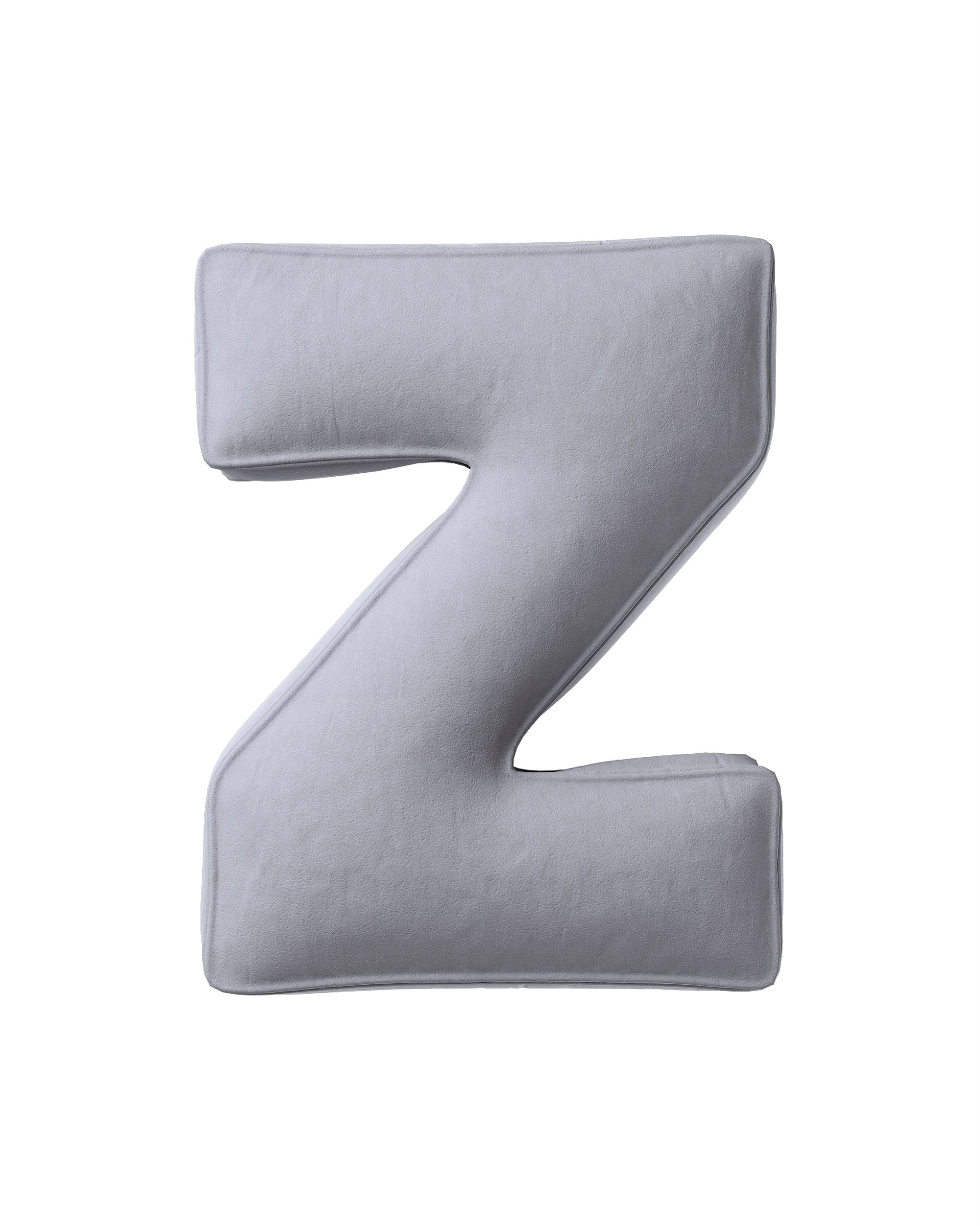 Poduszka literka Z kolor szary tkanina połyskliwa, welwetowa