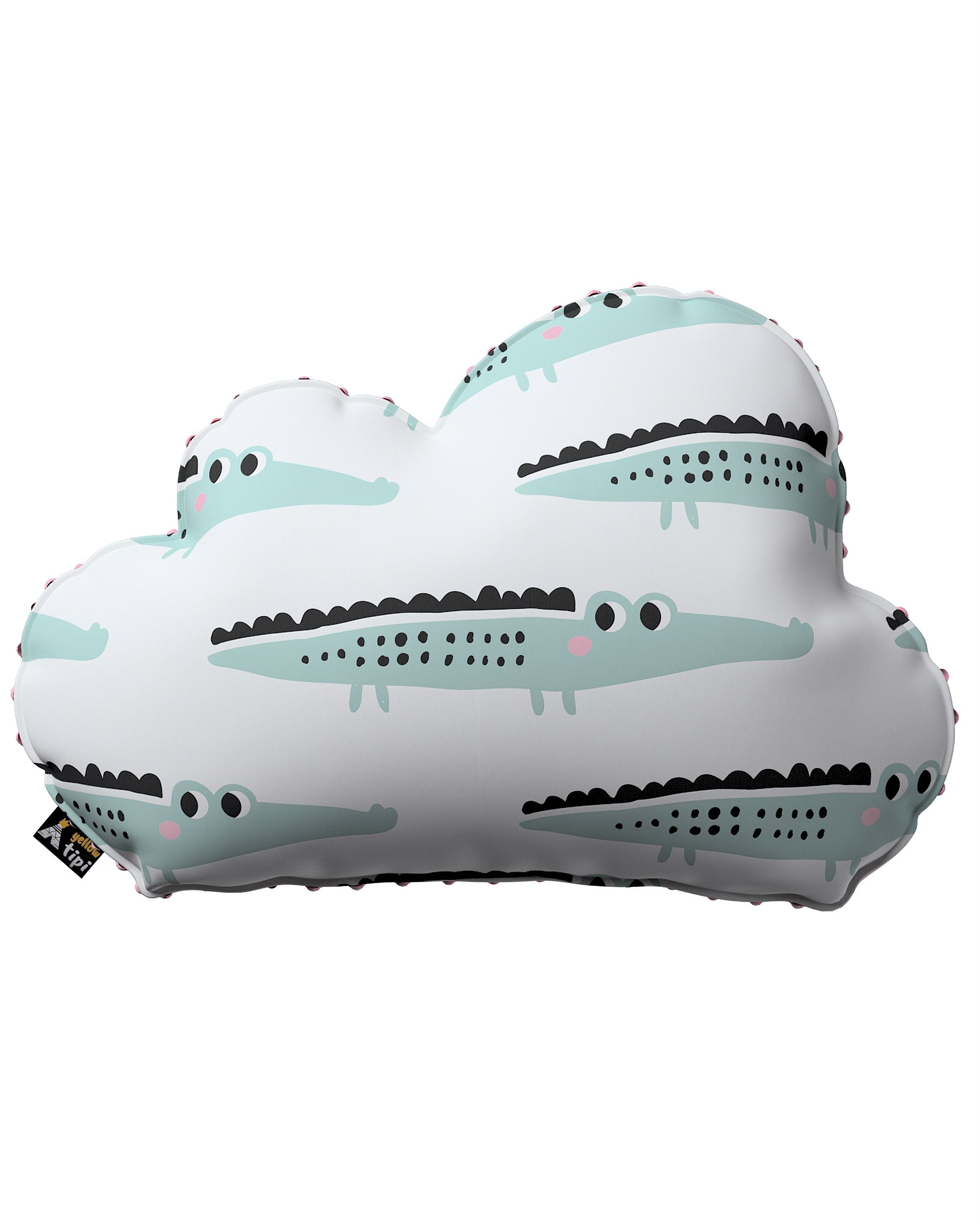 Poduszka Soft Cloud z minky kolor zielony tkanina wzorzysta
