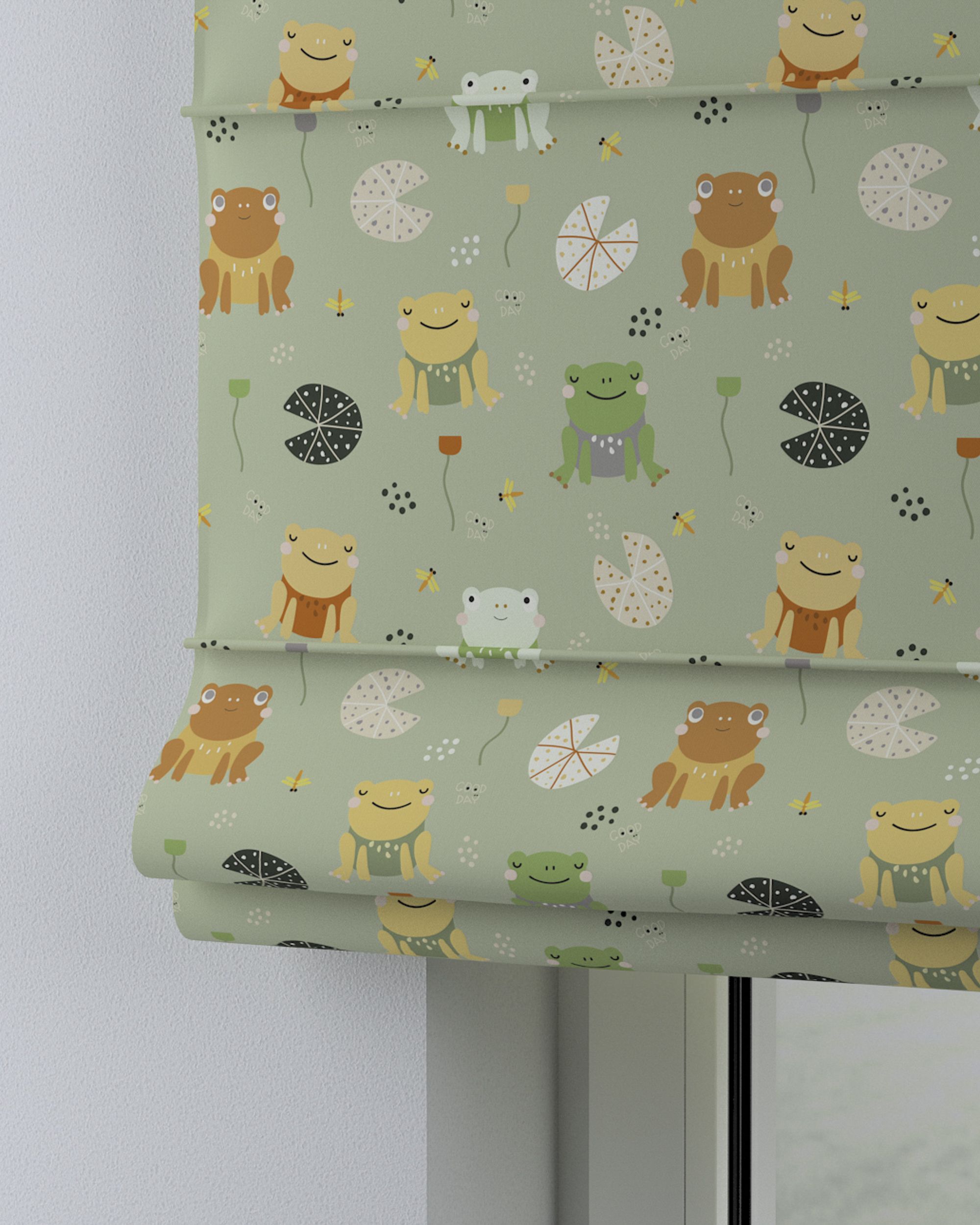 Roleta rzymska Billie kolor zielony tkanina wzorzysta (hover)