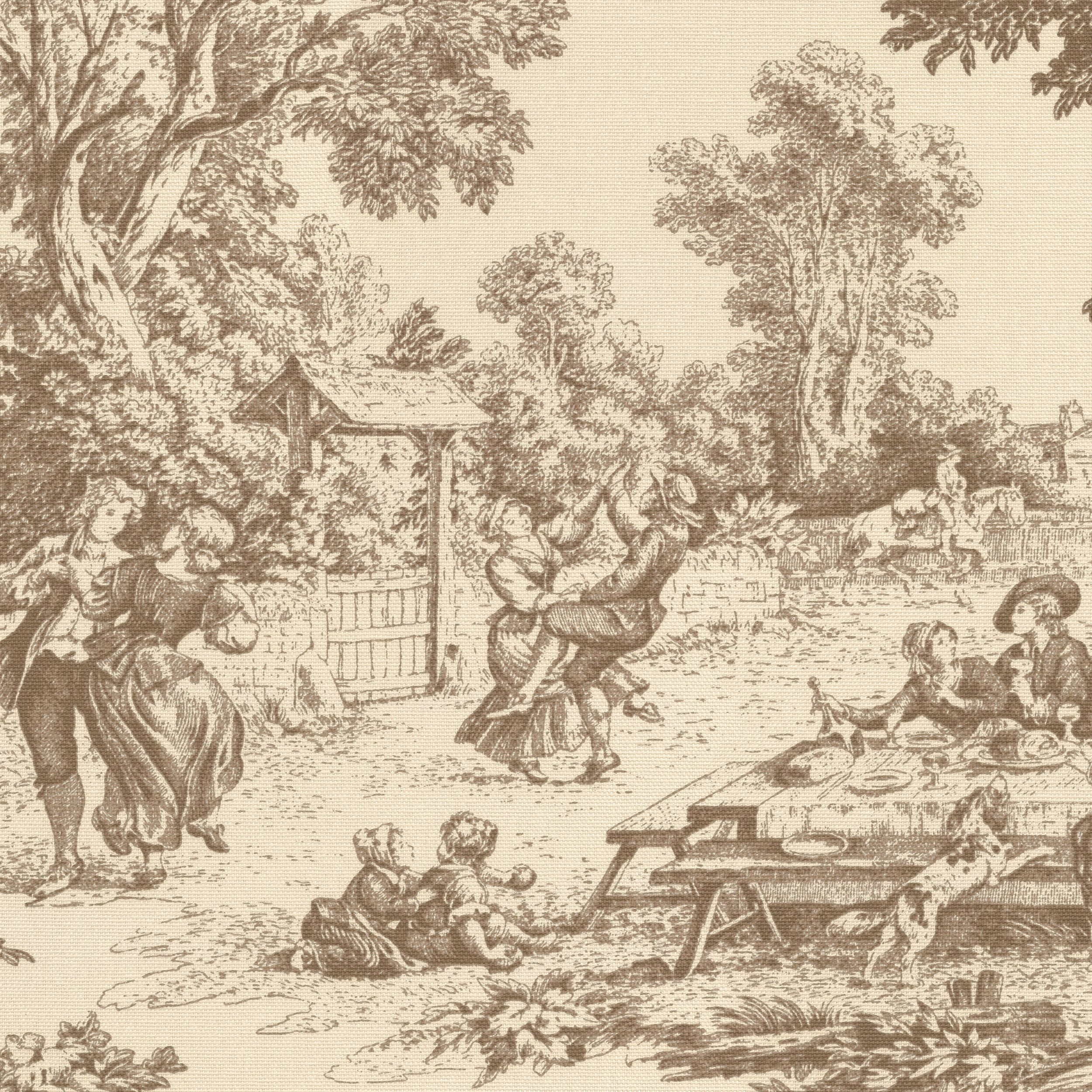 144-53 scenki rodzajowe w kolorze brązowym na tle ecru