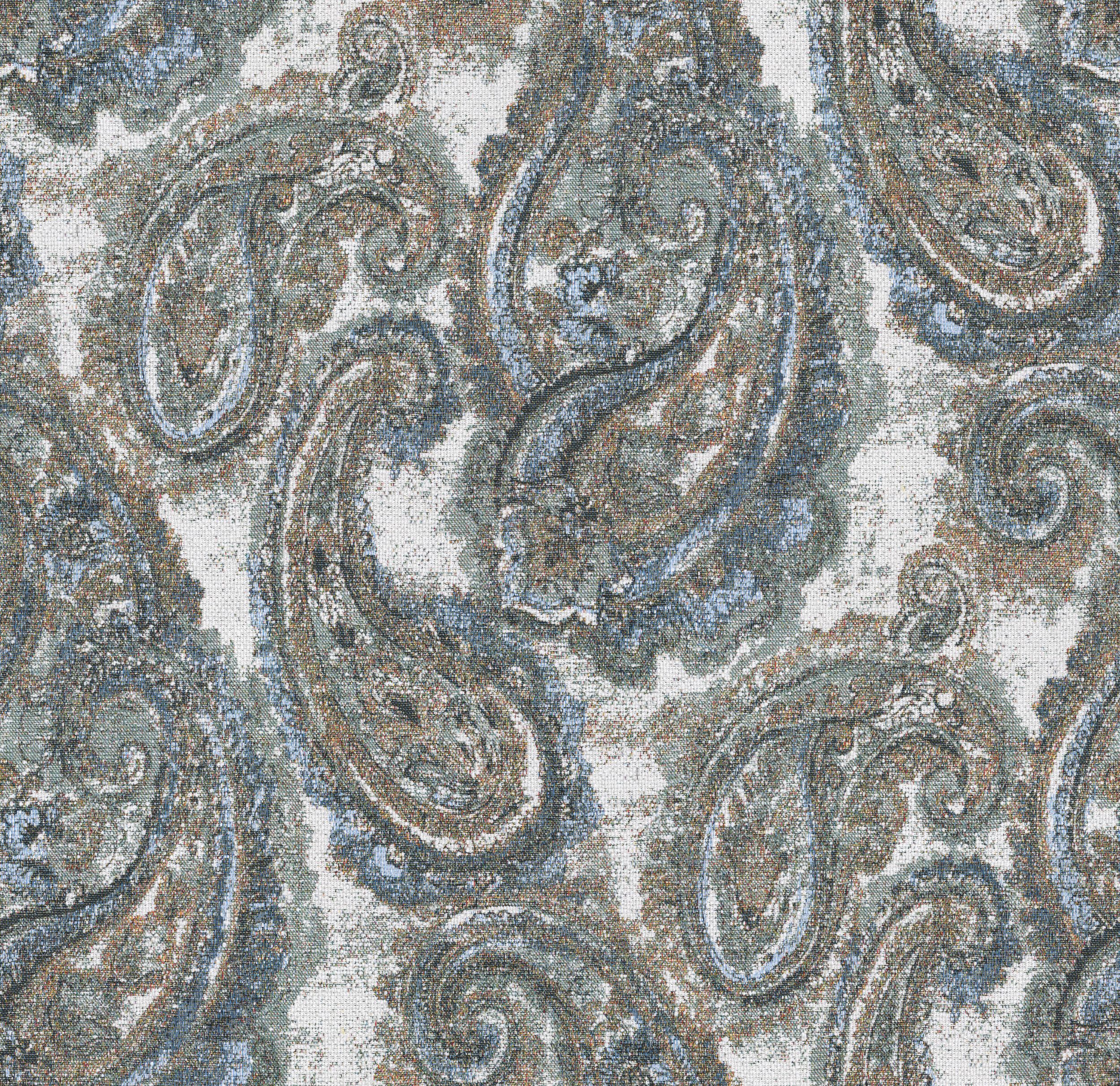 145-33 niebiesko-zielony paisley na kremowym tle