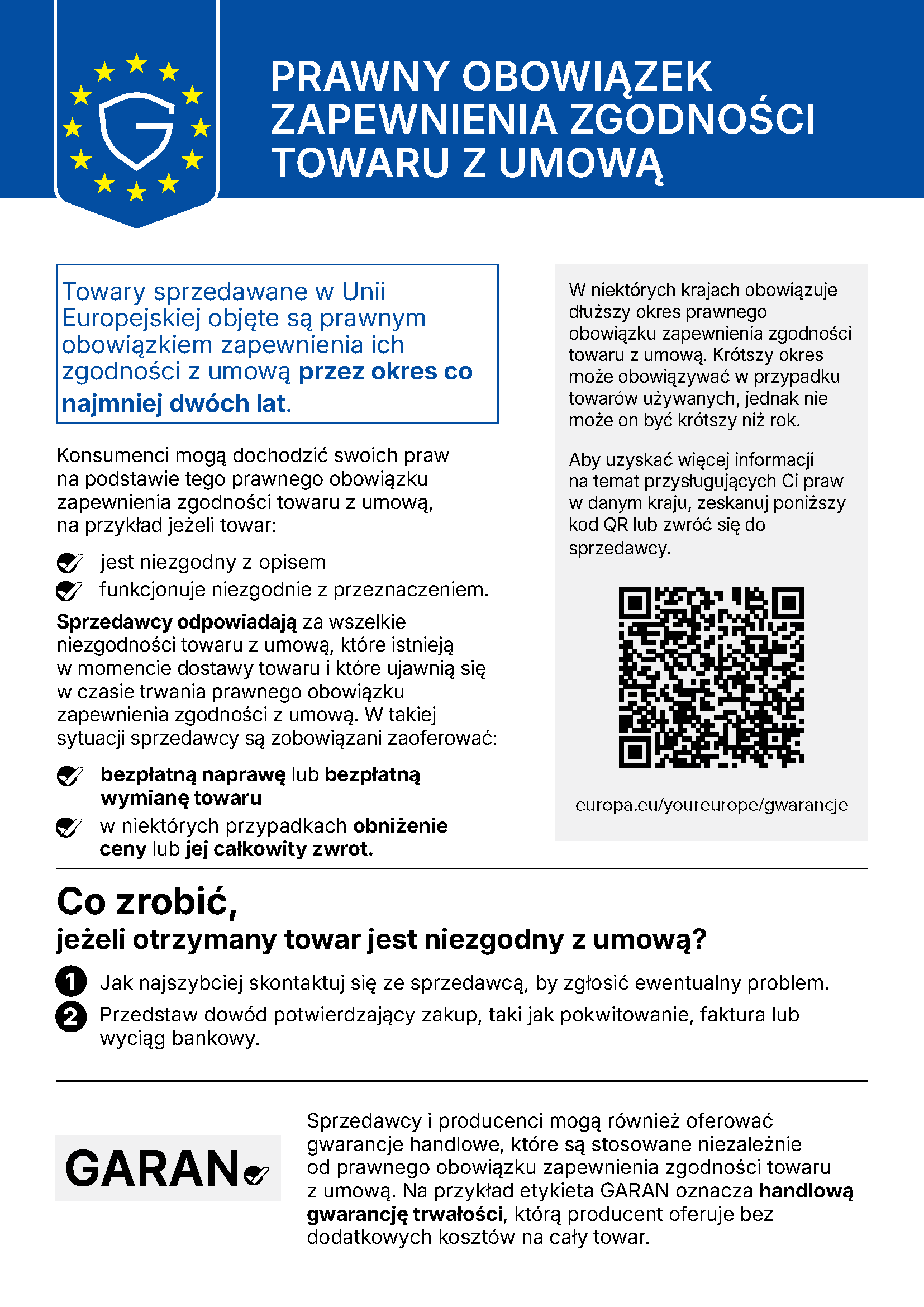Twoje prawa wynikające z gwarancji ustawowej